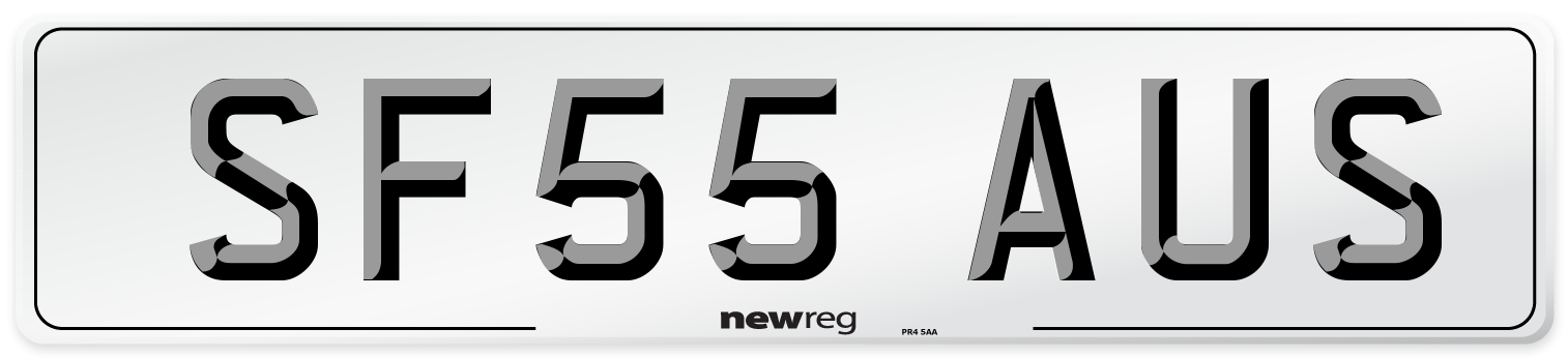 SF55 AUS Number Plate from New Reg